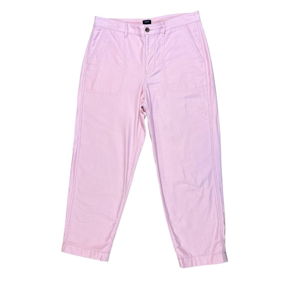 J. Crew Women’s Cotton Pants High Rise Pink Garment-Dyed Foundry Size 12 - Picture 3 of 15